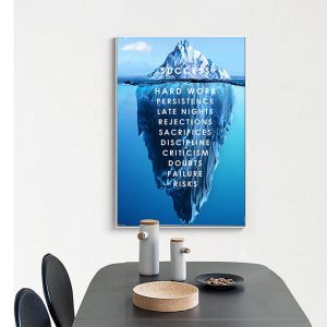 Iceberg of Success Canvas Poster Landscape Motivational Canvas Wall Art Quote Nordic Print Wall Picture for Living Room Modern