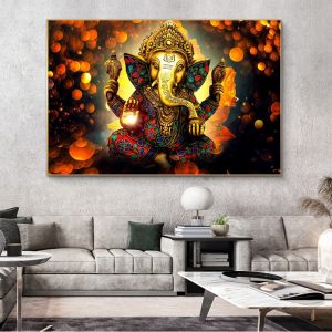 India Religion Lord Ganesha Canvas Painting on the Wall Art Picture Elephant Art Posters and Prints for Living Room Home Decor