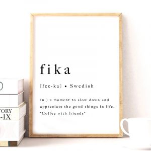 Inspirational Poster Fika Swedish Quote Art Print Sweden Scandinavian Modern Wall Art Canvas Painting Prints Home Decor