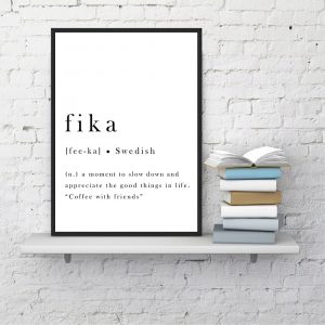 Inspirational Poster Fika Swedish Quotes Wall Art Canvas Painting Modern Posters And Prints Scandinavian Pictures Bedroom Decor