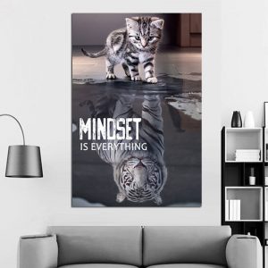 Inspirational Quotes Poster Prints Wall Art Minoset is Everything Cat and Tiger Picture Modern Office Wall Decor