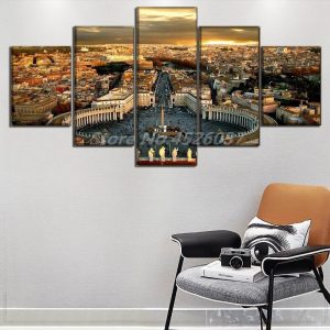 Italy Rome Vatican Modern 5 Pieces Nordic Style Wall Art Canvas Painting Poster Decorative Picture For Living Room Home Decor