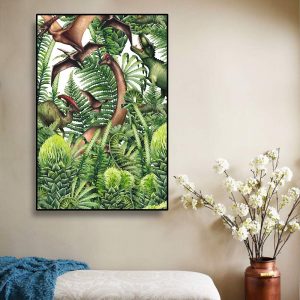 Jurassic Dinosaur Green Plant Canvas Painting Wall Art Room Decoration Picture Palm Leaf Canvas Posters And Prints Home Decor