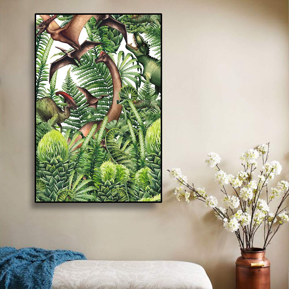 Jurassic-Dinosaur-Green-Plant-Canvas-Painting-Wall-Art-Room-Decoration-Picture-Palm-Leaf-Canvas-Posters-And.jpg