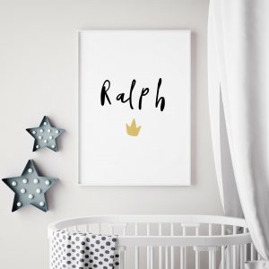 Kids Name Custom Birthday Graduation Gift Heart Crown Nursery Wall Art Poster Print Baby Bedroom Decoration Love for Children