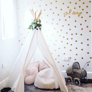 Kids Room Wallpaper Gold Polka Dots Kids Room Baby Room Wall Stickers Children Home Decor Nursery Wall Decals Wall Stickers XL27