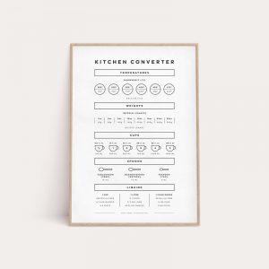 Kitchen Converter Print Wall Art Decor Minimalist Conversion Chart Poster Art Canvas Painting Kitchen Guide Cheat Sheet Picture