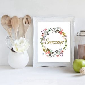 Kitchen Quote Print Poland Wall Art Decor ,Polish Language Folk Art Picture Canvas Painting Kitchen Signs Poster Home Decoration
