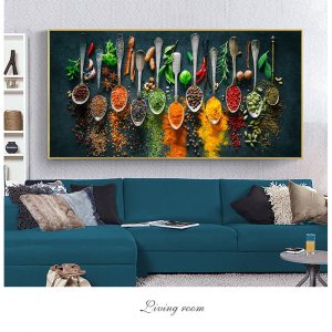 Kitchen Theme Wall Art Posters And Prints Herbs and Spices on the Table Canvas Paintings On the Wall Art Cooking Pictures Cuadro