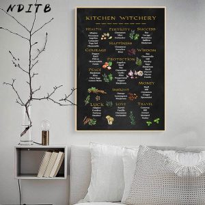 Kitchen Witchy Decoration Funny Poster and Print Canvas Wall Picture Painting Vegetable Food Chalkboard Art Modern Home Decor