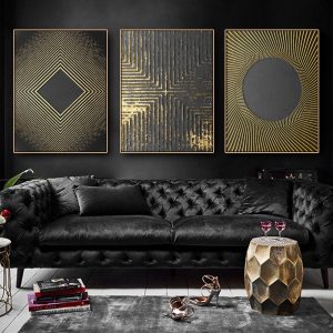 Laeacco Abstract Golden Canvas Painting Calligraphy Wall Art Decor Home Modern Art Posters And Prints Pictures Room Decoration