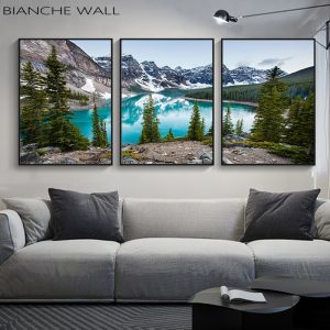 Lake Forest Stone Mountain Canvas Poster Landscape Picture Poster Scenery Nature Canvas Wall Art Print Painting Nordic Decoation