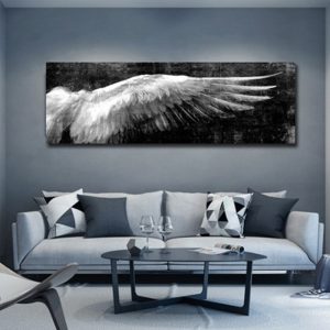 Large Angel Wings Vintage Feather Poster Canvas Painting Black White Wall Art Cuadros Pop Art Wall Picture for Living Room Decor