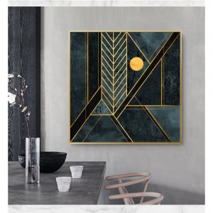 Large Modern Abstract Geometric Glod Line Posters And Prints Wall Art Canvas Painting Pictures Nordic Decoration Home