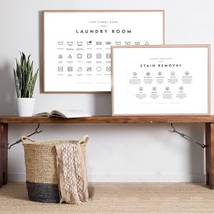 Laundry Room Decoration Painting Laundry Symbols Guide Poster Art Prints Black and White Minimalist Canvas Poster Pictures Decor
