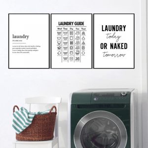Laundry Room Quote Wall Pictures Art Print Laundry Guide Hotel Poster Laundry Care Wall Art Canvas Painting Picture HD2718