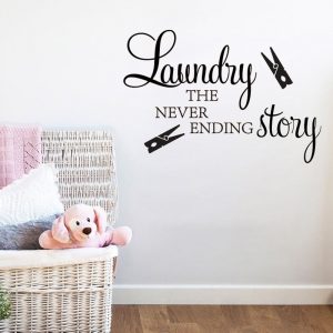 Laundry Room Wall Sticker Laundry The Never Ending Story Clothespin Wall Decals Laundry Washroom Art Murals Decoration Wallpaper