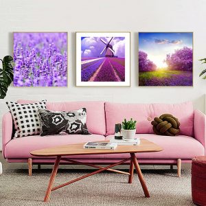 Lavender Flower Landscape Home Decor Nordic Canvas Poster Wall Art Print Living Room Bedroom Picture Modern Scenery Painting