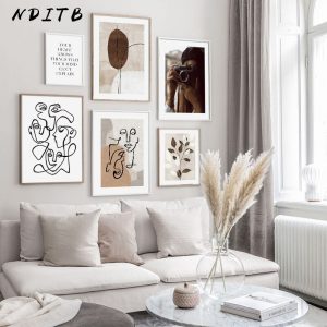 Line Drawing Abstract Canvas Painting Vintage Poster Nordic Art Print Modern Scandinavian Wall Picture Living Room Decoration