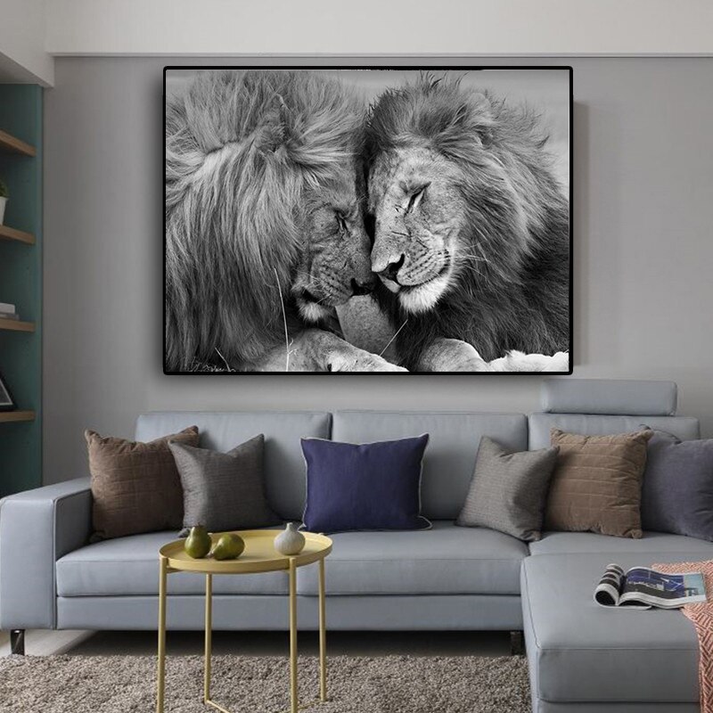 Lions-Head-to-Head-Black-and-White-Canvas-Art-Painting-Posters-and-Prints-Scandinavian-Cuadros-Wall-1.jpg