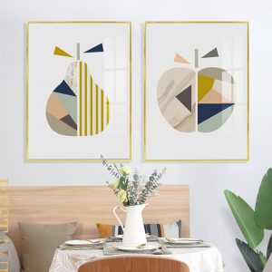 Living Room Kitchen Wall Art Poster Abstract Geometry Canvas Painting Yellow Grey Pictures Modern Scandinavian Home Decor Prints