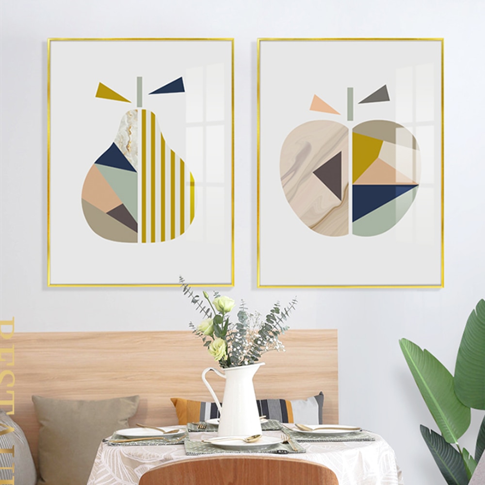 Living Room Kitchen Wall Art Poster Abstract Geometry Canvas Painting  Yellow Grey Pictures Modern Scandinavian Home Decor Prints