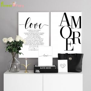 Love Letter Quotes Wall Art Canvas Painting Heart Nordic Poster Modern Romantic Wall Pictures For Living Room Lover Unframed