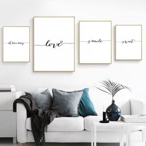 Love Smile Dream Sweet Quotes Canvas Poster and Prints Painting Wall Art Nordic Style Decorative Picture Home Bedroom Decor