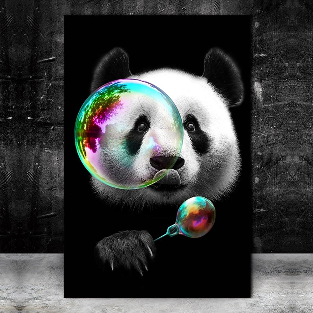 panda painting on canvas