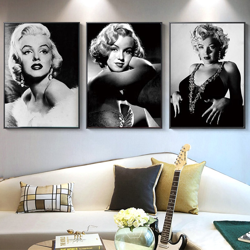 Denozer - Marilyn Monroe Canvas Wall Art Print Black and White Wall Art  Home Decor Retro Vintage Design Gallery Stretched and Framed Ready to Hang  - 32 x 48 : : Home