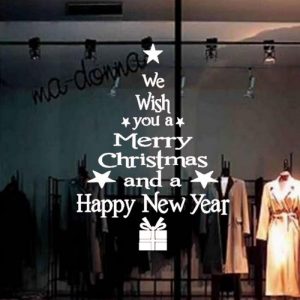Merry Christmas Decor Christmas Tree Letters Wall Stickers Art Decal Mural Glass Window Wall Sticker Xmas Home Room Decoration