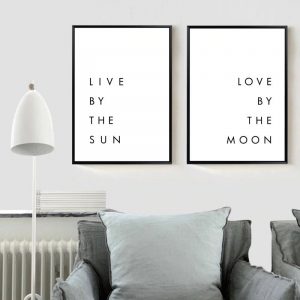 Minimalist Love Quotes Live By The Sun Love By The Moon Canvas Painting Posters Prints Wall Art Pictures for Bedroom Home Decor