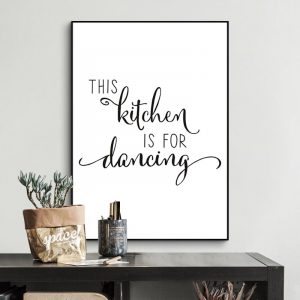 Minimalist This Kitchen is for Dancing Quotes Canvas Painting Black and White Wall Art Poster Print Pictures Kitchen Home Decor