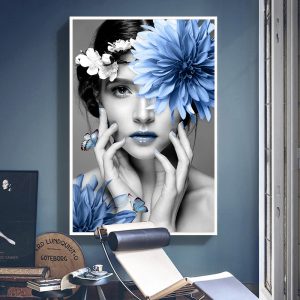 Modelo de Moda moderna Flor Floral Mulheres Imprime Cartazes da Arte Da Parede Da Lona Pinturas de Arte Quadros para Decoração de Casa (Sem Moldura)