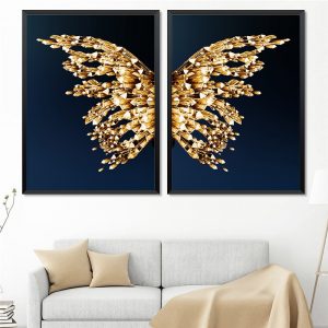 Modern Abstract Butterfly Picture Home Decor Canvas Painting Wall Art Golden Luxury Prints and Posters for Living Room Painting