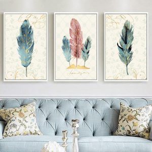 Modern Abstract Colorful Birds Feather Canvas Poster Art Paintings Water ColorAffiche Home Decor for Living Room Unframed 3-52