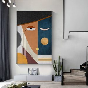 Modern Abstract Faces Geometric Canvas Painting Contemporary Wall Art Pictures Posters and Prints Living Room Home Decoration