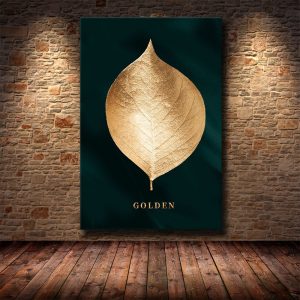 Modern Abstract Golden Leaves Wall Art Canvas Painting Gold Leaf Posters and Prints Wall Art Pictures Home Decor Bedroom