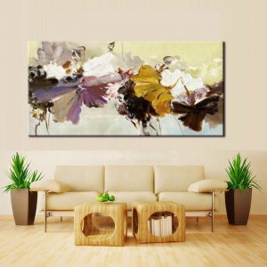 Modern Abstract Hand Painted Flowers Prints Canvas Painting Wall Art Poster on Canvas for Living Room Home Bedroom Decoration