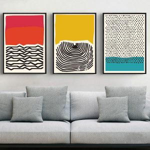 Modern Abstract Wall Art Painting Print Geometric Figures Points Lines Areas on Canvas Poster Home Decor for Kitchen Bedroom