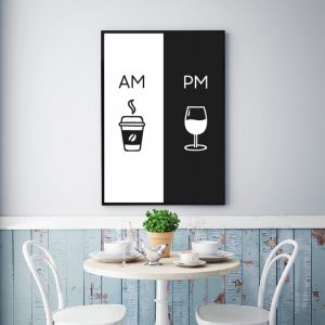 Modern Abstract Wall Art Picture Am Coffee PM Wine Sign Posters and Prints Kitchen Restaurant Nordic Style Canvas Painting Decor
