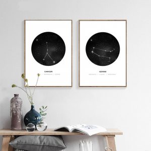 Modern Constellation Nursery Wall Art Canvas Prints Painting Astrology Sign Minimalist Geometric Posters Picture for Room Decor