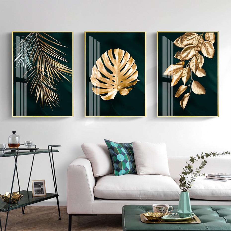 Modern-Dark-Green-Background-Golden-Leaves-Canvas-Painting-Wall-Art-Prints-Poster-Pictures-for-Living-Room-1.jpg