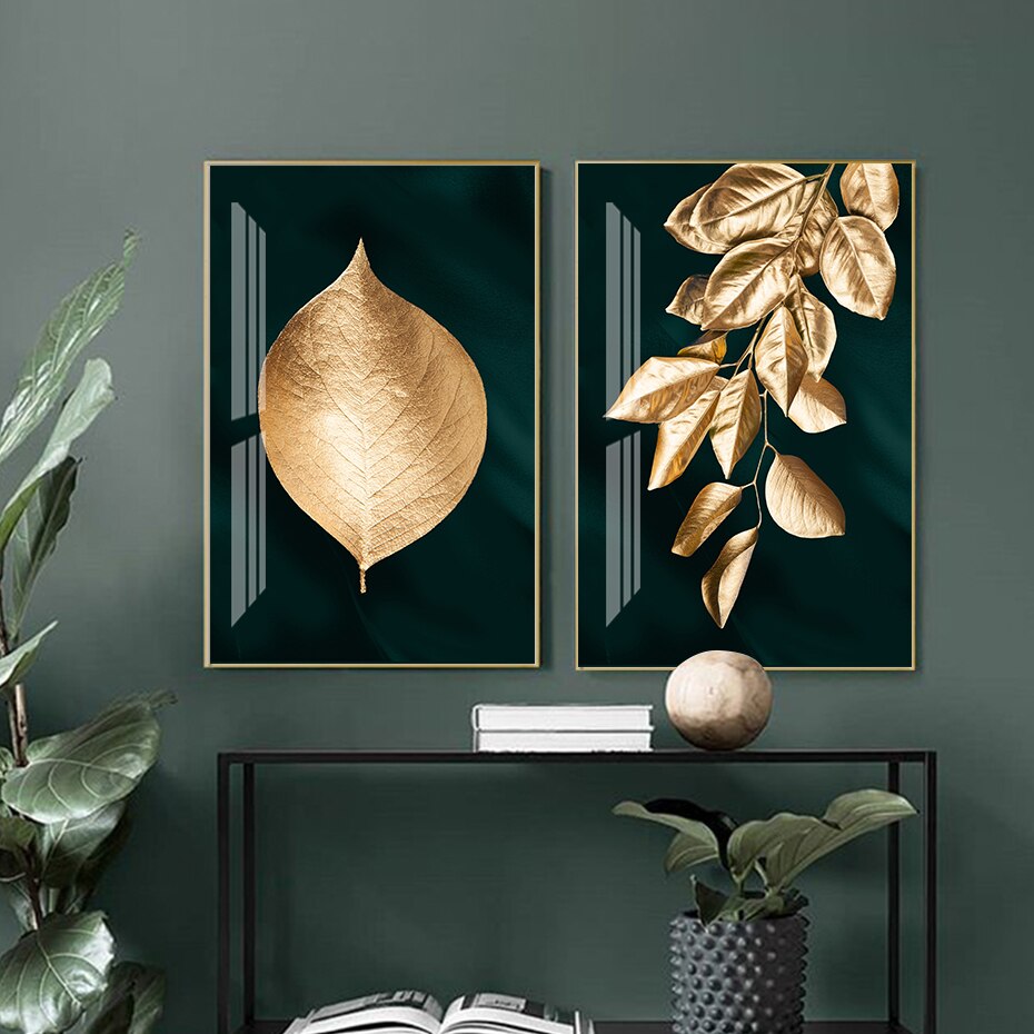 Modern-Dark-Green-Background-Golden-Leaves-Canvas-Painting-Wall-Art-Prints-Poster-Pictures-for-Living-Room-2.jpg