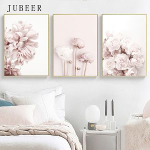 Modern Flower Wall Pictures for Living Room Pink Canvas Printings Unframed Poster  Cuadros Decoracion Salon  Wall Art Painting