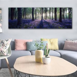 Modern Forest Landscape Decoration Wall Art Painting Purple Flower Canvas Painting Picture for Home Bedroom Room Decoration