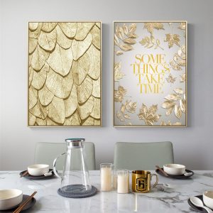 Modern Gold Abstract Leaf Poster Home Decor Nordic Canvas Painting Wall Art Print Minimalism Luxury Decor for Living Room