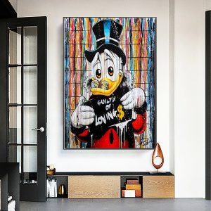 Modern Graffiti Street Art Kid's Bedroom Cartoon Posters Canvas Painting Wall Art Picture for Living Room Home Decor (No Frame)