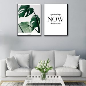 Modern Green Plants and Letter Canvas Art A4 Poster Modern Wall Pictures For Living Room Wall Decor Painting No Frame