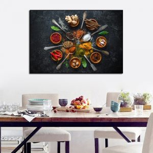 Modern Kitchen Decor Paintings Herbs and Spices Canvas Wall Art Seasoning Food Painting Pictures Dinning Room Decorative Posters